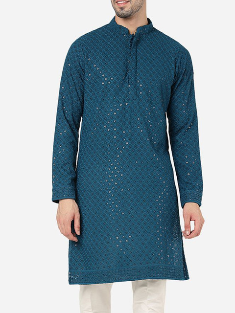 ADHIRAJAN Men Embellished Printed Festive Cotton Straight Kurtas - Image 3