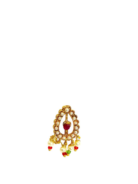NIKYANKA Gold-Plated Artificial Stones and Beads Stud Nosepin