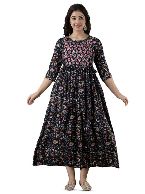 CORSICA Women Maternity Floral Print Gown Maxi Cotton Dress