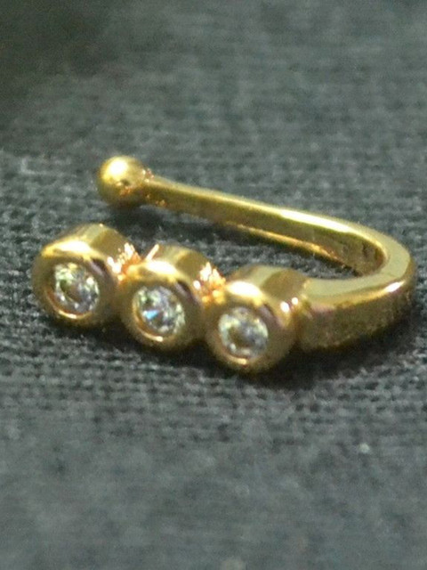 SHREEVARAM Gold-Plated Cubic Zirconia Stud Nosepin