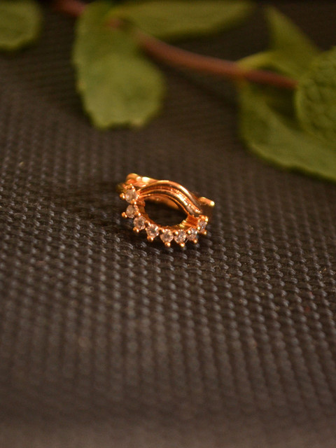 SHREEVARAM Gold-Plated Cubic Zirconia Ring Nosepin