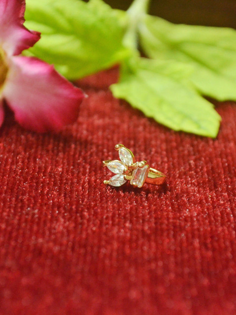 SHREEVARAM Gold-Plated Cubic Zirconia Stud Nosepin