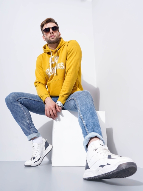 Celio Men Typography Printed Hooded Pullover Sweatshirt - Image 5