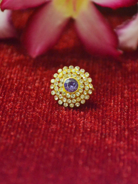 SHREEVARAM Gold-Plated Cubic Zirconia Ring Nosepin