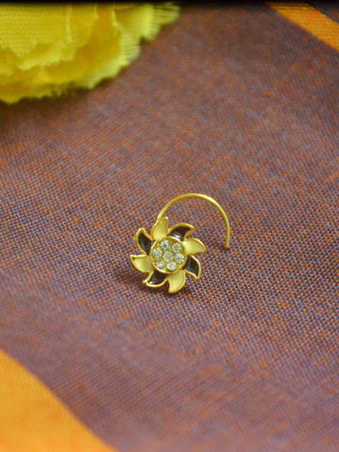 SHREEVARAM Gold-Plated Cubic Zirconia Ring Nosepin