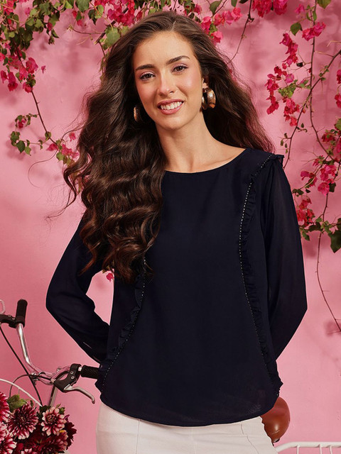 QUIERO Women Embellished Georgette Top