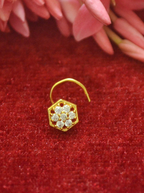 SHREEVARAM Gold-Plated Cubic Zirconia Ring Nosepin