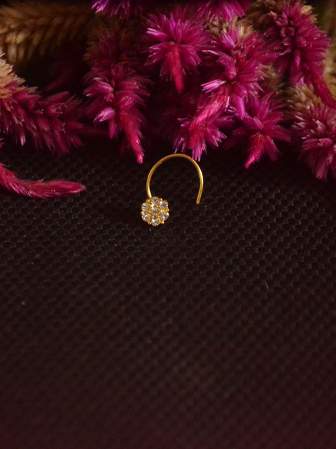 SHREEVARAM Gold-Plated Cubic Zirconia Ring Nosepin