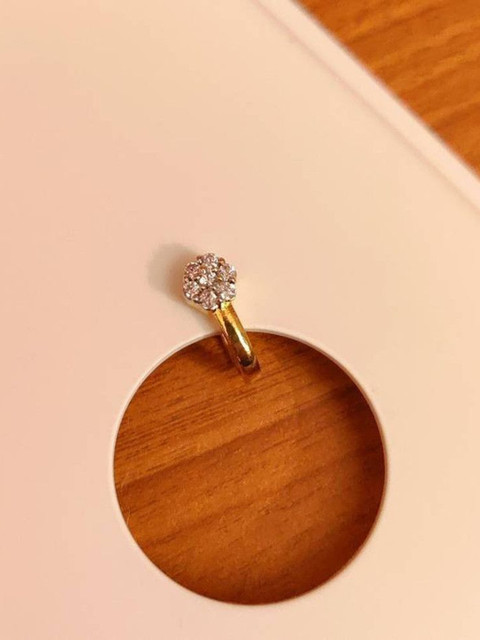 SHREEVARAM Gold-Plated Cubic Zirconia Stud Nosepin