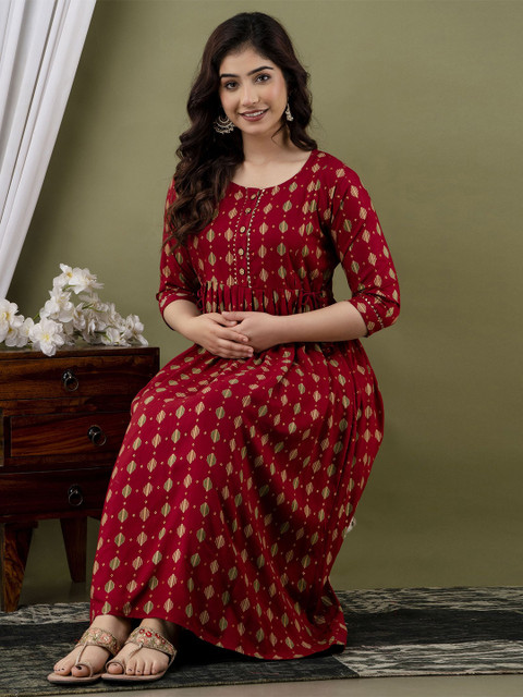 CORSICA Women Cotton Floral Printed Maternity Maxi Dress