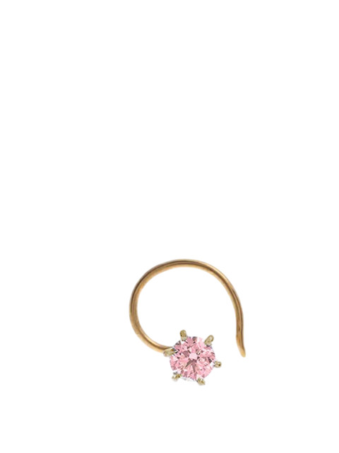 SHREEVARAM Gold-Plated Cubic Zirconia Studded Ring Nosepin