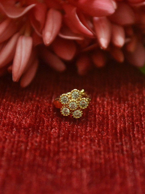 SHREEVARAM Rhodium-Plated Cubic Zirconia Ring Nosepin