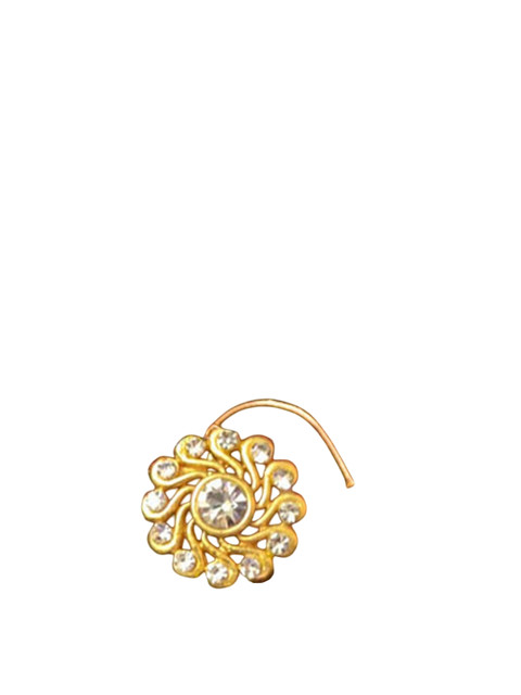 SHREEVARAM Gold-Plated Cubic Zirconia Ring Nosepin