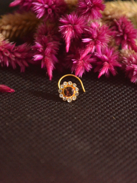 SHREEVARAM Rhodium-Plated Cubic Zirconia Ring Nosepin