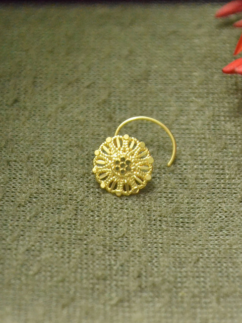 SHREEVARAM Gold-Plated Cubic Zirconia Ring Nosepin