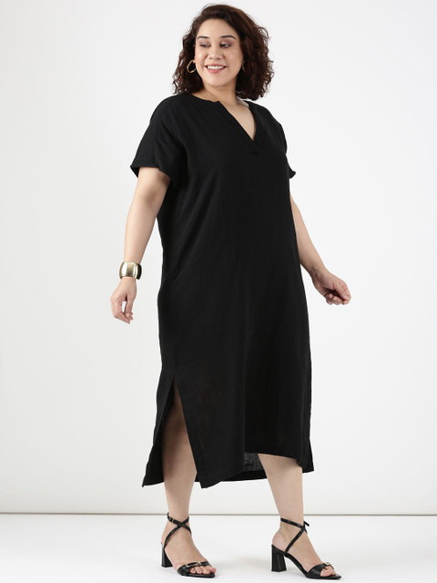 The Pink Moon Women Black A-Line Dress
