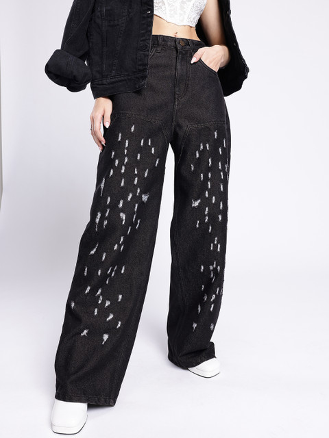 glitchez Women Distressed Baggy High-Rise Jeans