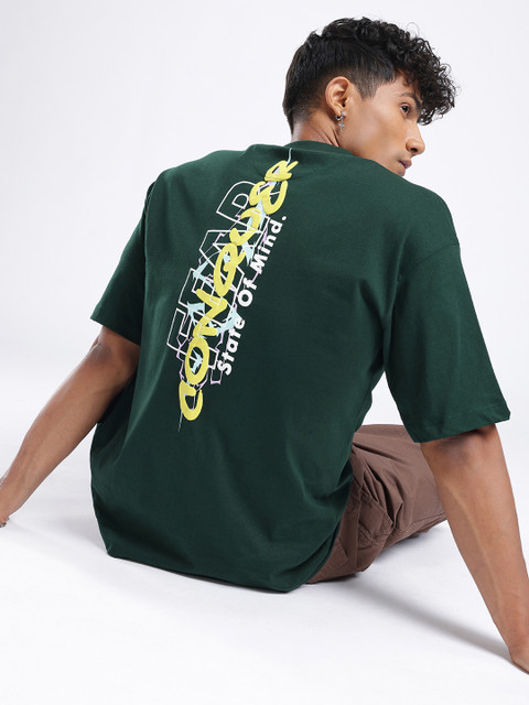 glitchez Oversized Typography Printed T-shirt