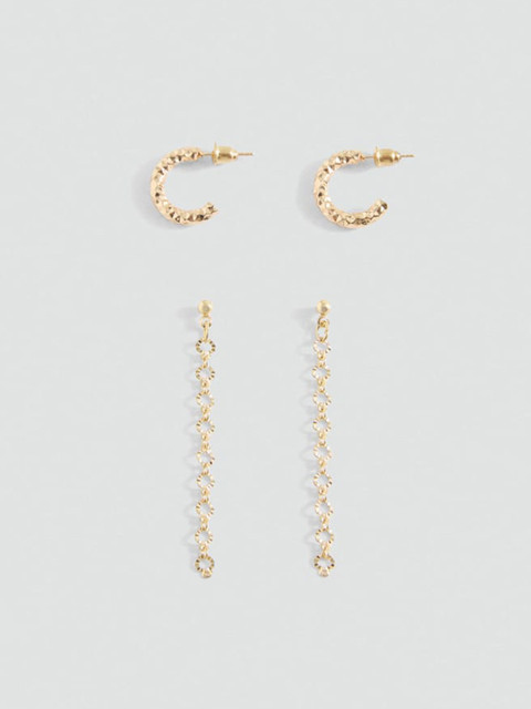 MANGO Set Of 2 Contemporary Half Hoop & Drop Earrings