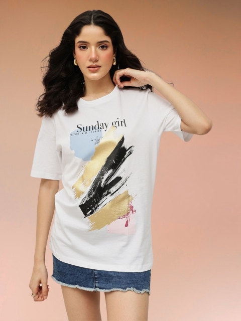 Espresso Typography Printed Pure Cotton Relaxed Fit T-shirt
