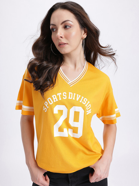 glitchez Varsity Print Drop-Shoulder Oversize T-shirt