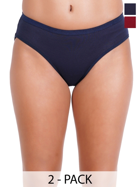 Liigne Pack Of 2 Cotton Mid Rise Basic Briefs VCPC1665-XS