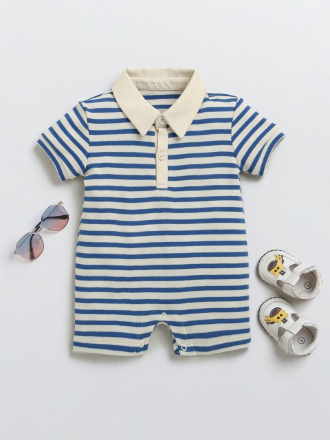 Nino Bambino Infant Boys Striped Organic Cotton Rompers