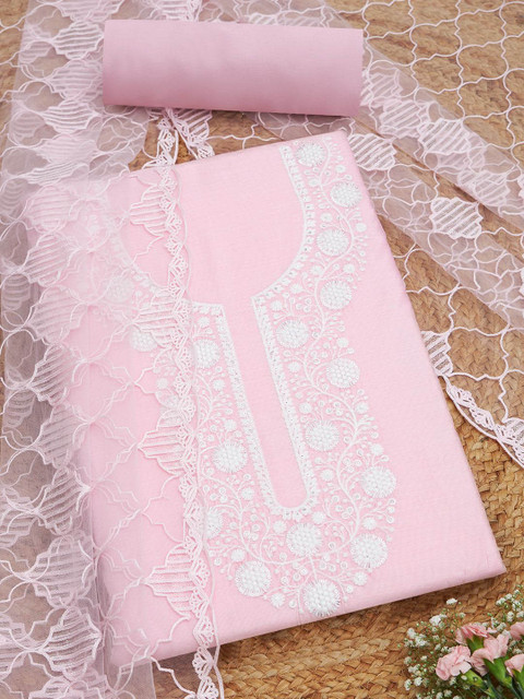 Soch Floral Embroidered Sequinned Chanderi Unstitched Dress Material