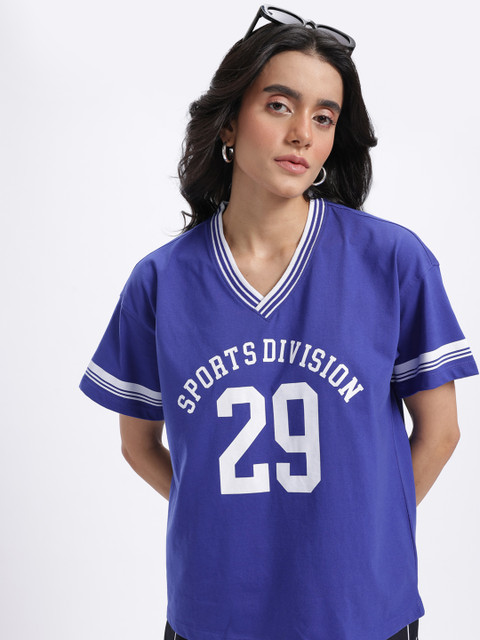 glitchez Varsity Print Oversized T-shirt