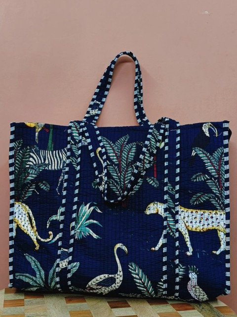 Gulaab Jaipur Animal Printed Cotton Quilted Tote Bag