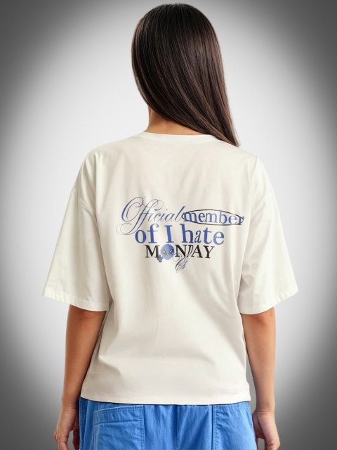glitchez Typography Printed Oversized T-shirt