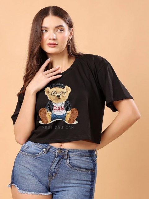 CORSICA Graphic Printed Cotton Oversized Crop T-shirt
