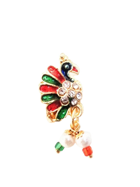 NIKYANKA Gold-Plated Artificial Stones And Beads Ring Nosepin