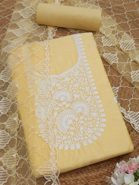Soch Floral Embroidered Sequinned Chanderi Unstitched Dress Material