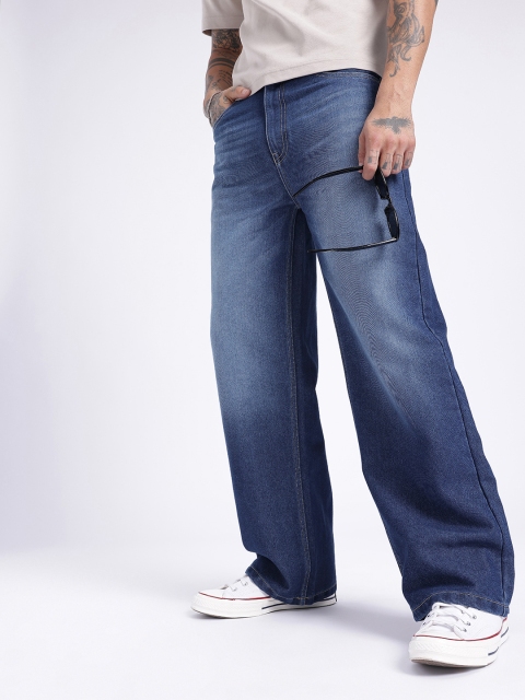 glitchez Men Wide Leg Light Fade Jeans