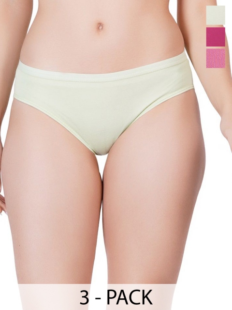 Liigne Pack Of 3 Cotton Mid Rise Basic Briefs VCPC1951-XS