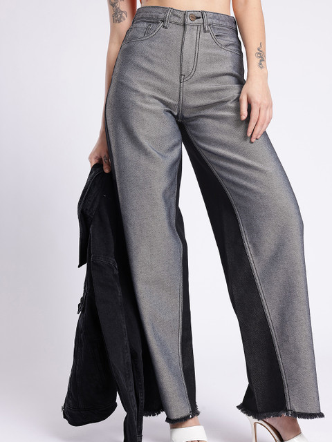 glitchez Women Dual Tone Baggy High-Rise Jeans