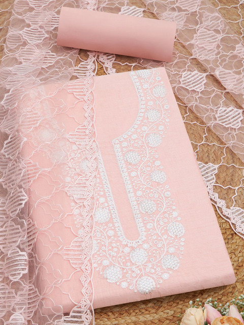 Soch Floral Embroidered Thread Work Unstitched Dress Material