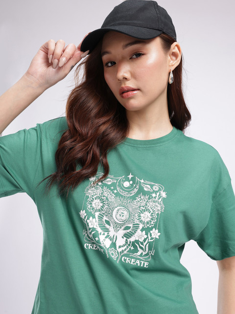 glitchez Graphic Printed Oversized T-shirt