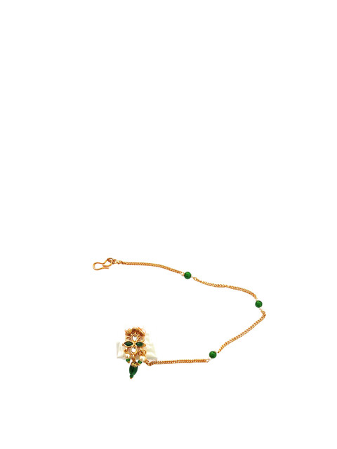NIKYANKA Gold-Plated Artificial Stones and Beads Chained Nath