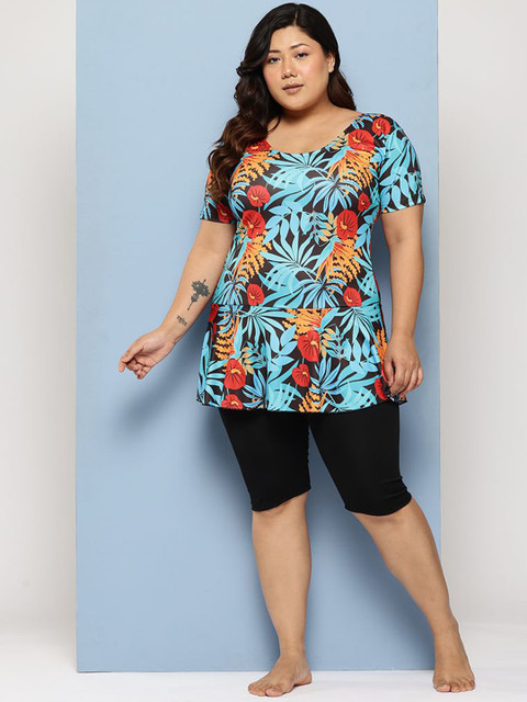Aarika Plus Size Floral Printed Swim Suit