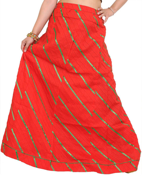 Exotic India Long Ghagra Anchor Skirt With Stitched Ribbons