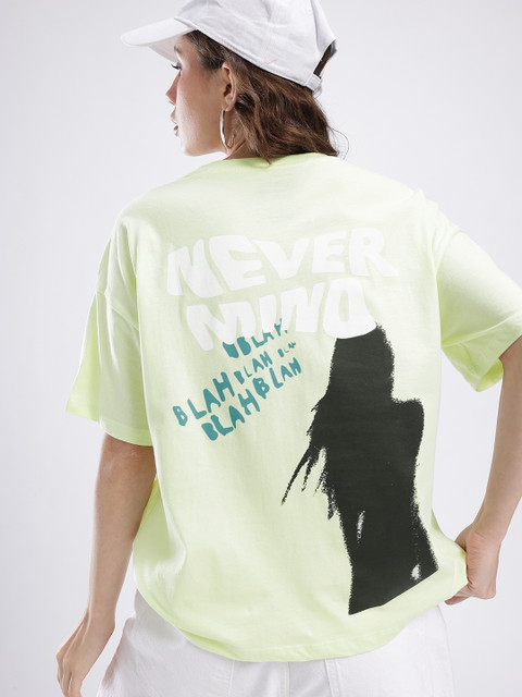 glitchez Typography Printed Oversized T-shirt