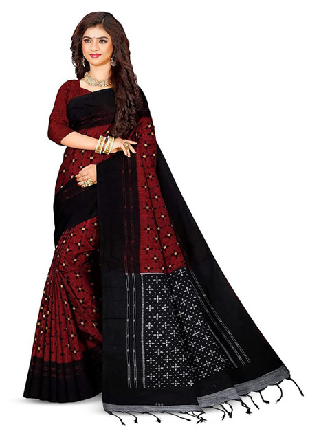 TITHI SAREES Geometric Printed Zari Sambalpuri Saree