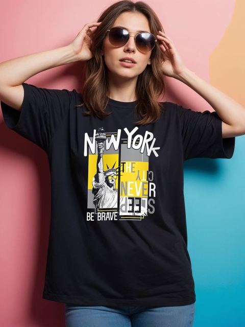 SMARTEES Women Typography Printed Round Neck Cotton T-shirt