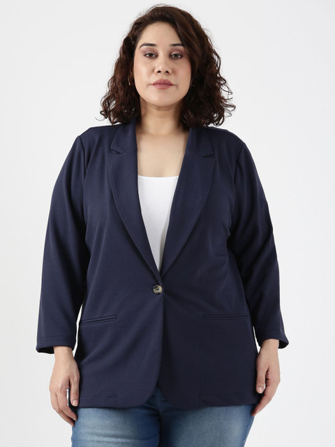 The Pink Moon Navy Scuba Crepe Formal Blazer