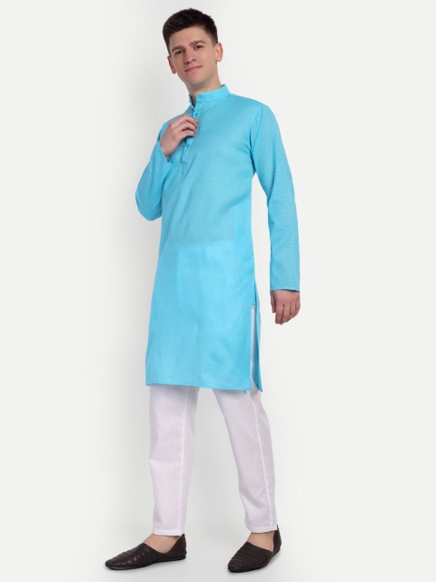 4u Fashion Men Ethnic Motifs Printed Festive Cotton Straight Kurta - Image 2