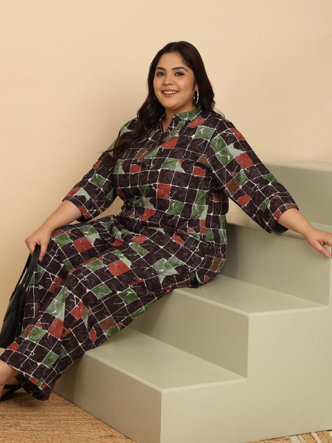 KALINI Plus Size Floral Printed Pure Cotton Top With Palazzos - Image 3