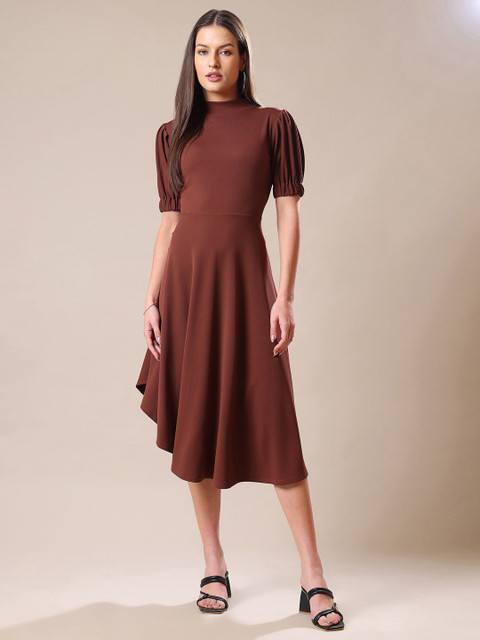 MILOST Women Solid Fit & Flare Dress