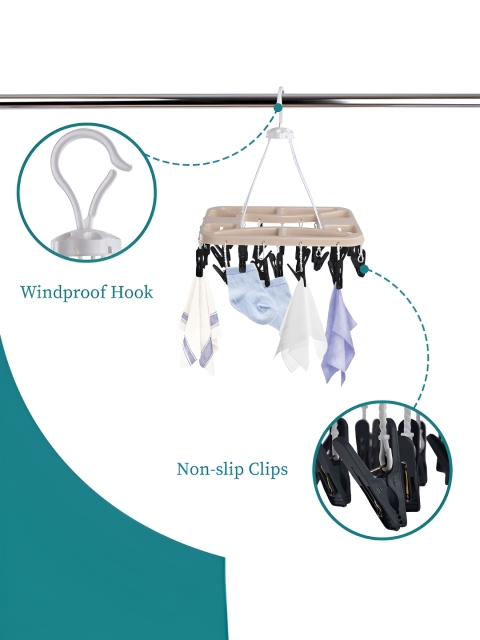 Aura Set Of 2 Beige & Grey Cloth Drying Stand Hanger - Image 4